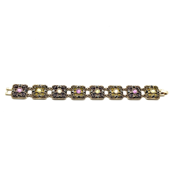 Monet Bracelet Marcasite Purple Green Linked